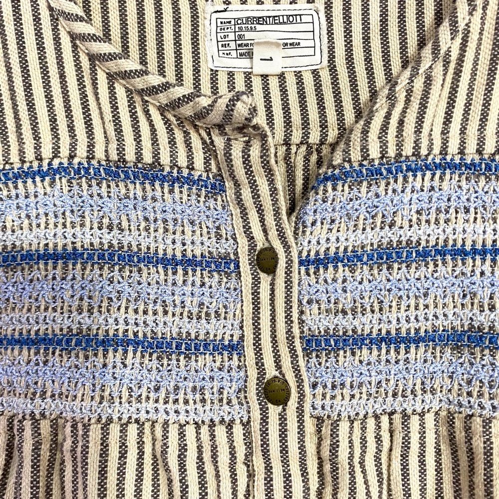 Current Elliott The Retreat Striped Atlas Long Sleeve Henley in Natural Size 1 - Picture 7 of 8